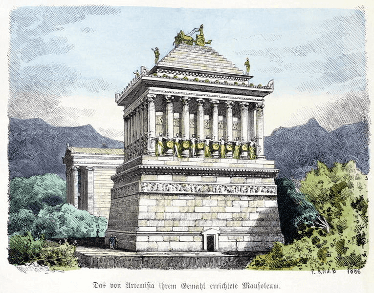 Seven Wonders of the Ancient World - Mausoleum of Halicarnassus (Ferdinand Knab 1886) Color